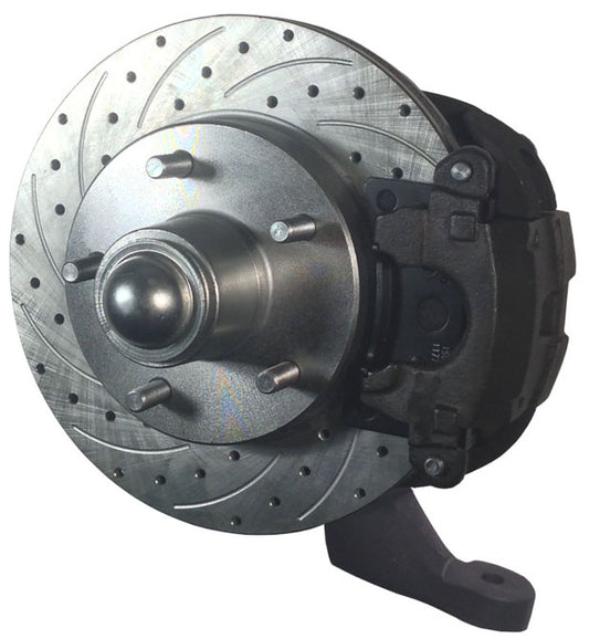 67-69 F-BODY DISC BRAKE & 1-PIECE 2" DROP SPINDLE KIT,11" DRILLED ROTORS,CALIPER