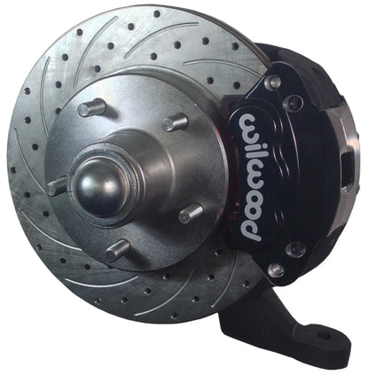 67-69 F-BODY DISC BRAKE & 1-PIECE 2" DROP SPINDLE KIT,11" DRILLED ROTORS,BLACK