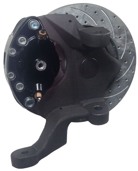 67-69 F-BODY DISC BRAKE & 1-PIECE 2" DROP SPINDLE KIT,11" DRILLED ROTORS,BLACK