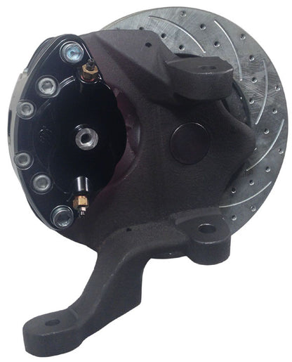 67-69 F-BODY DISC BRAKE & 1-PIECE 2" DROP SPINDLE KIT,11" DRILLED ROTORS,BLACK