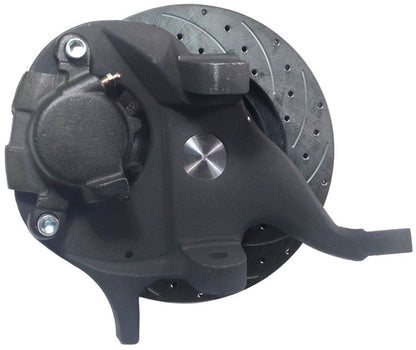 64-72 A-BODY DISC BRAKE & 1-PIECE 2" DROP SPINDLE KIT,11" DRILLED ROTORS,CALIPER