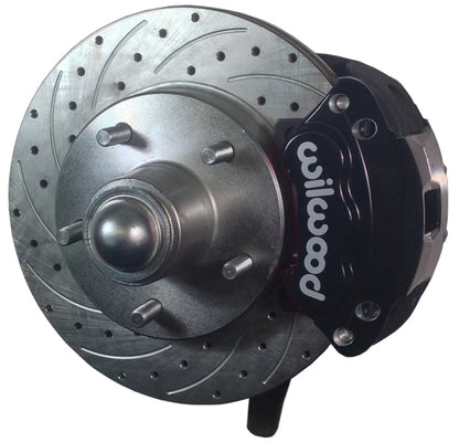 64-72 A-BODY DISC BRAKE & 1-PIECE 2" DROP SPINDLE KIT,11" DRILLED ROTORS,BLACK