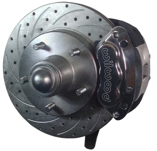 64-72 A-BODY DISC BRAKE & 1-PIECE 2" DROP SPINDLE KIT,11" DRILLED ROTORS,POLISH