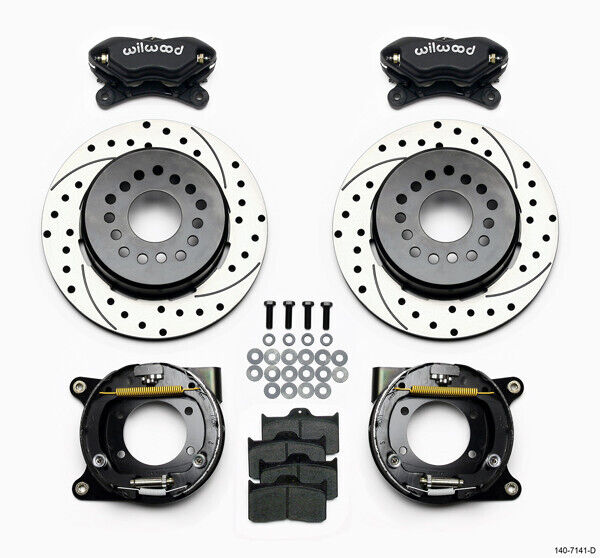 COILOVER & 4-LINK SYSTEM,WILWOOD 13"/12" DRILLED BRAKES,BLACK CALIPER,68-74 NOVA