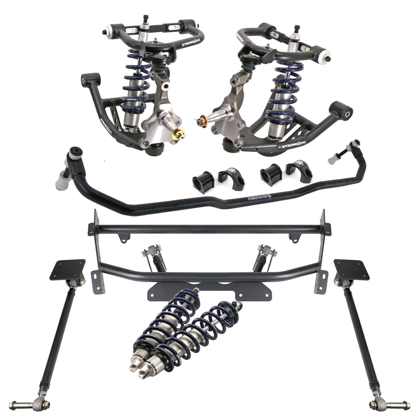 COILOVER & 4-LINK SYSTEM,CURRIE REAR END,WILWOOD 13" BRAKES,BLACK,68-74 NOVA