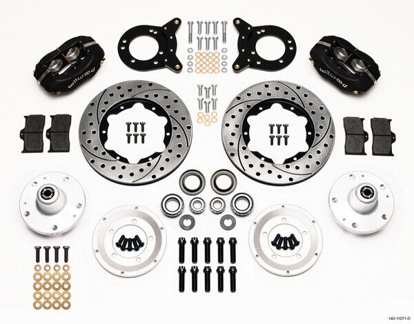 COILOVER & 4-LINK SYSTEM,ARMS,WILWOOD 11" DRILLED BRAKES,BLACK CALIPERS,67-70
