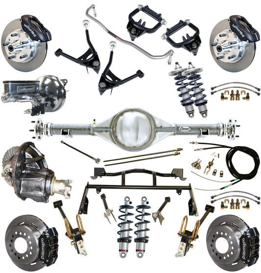 COILOVER & 4-LINK SYSTEM,CURRIE REAR END,WILWOOD 11" BRAKES,BLACK,67-70 COUGAR