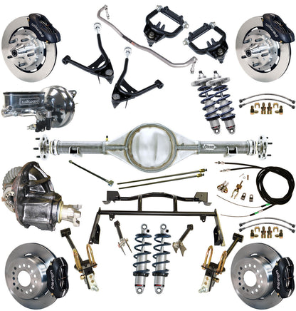 COILOVER & 4-LINK SYSTEM,CURRIE REAR END,WILWOOD 12" BRAKES,BLACK,67-70 COUGAR