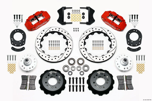 COILOVER & 4-LINK SYSTEM,CURRIE REAR END,WILWOOD 13"/12" DRILLED,RED,67-70 MERC