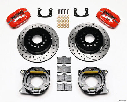 COILOVER & 4-LINK SYSTEM,CURRIE REAR END,WILWOOD 13"/12" DRILLED,RED,67-70 MERC