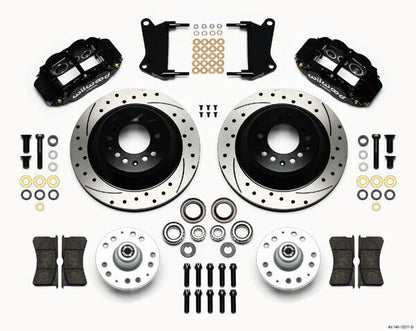 COILOVER & 4-LINK SYSTEM,ARMS,WILWOOD 13/12" DRILLED BRAKES,BLACK CALIPERS,64-66