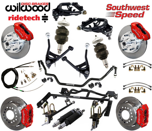 AIR RIDE & 4-LINK SYSTEM,ARMS,WILWOOD 11" BRAKES,RED CALIPERS,67-70 MUSTANG