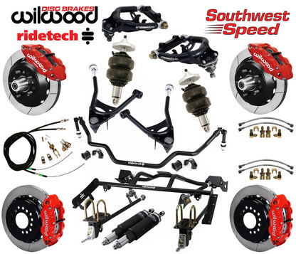 AIR RIDE & 4-LINK SYSTEM,ARMS,WILWOOD 13" BRAKES,RED CALIPERS,67-70 MUSTANG