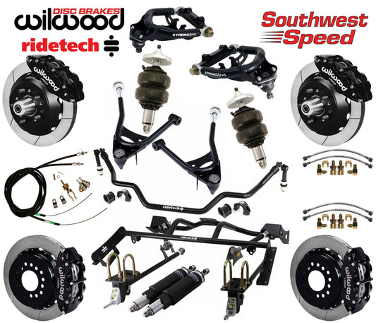 AIR RIDE & 4-LINK SYSTEM,ARMS,WILWOOD 13" BRAKES,BLACK CALIPERS,67-70 MUSTANG