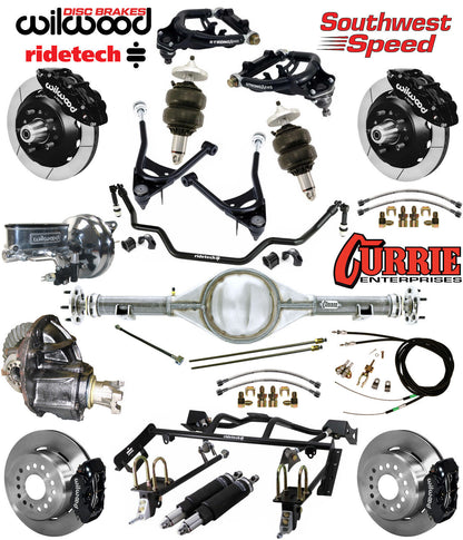 AIR RIDE & 4-LINK SYSTEM,CURRIE REAR END,WILWOOD 13" BRAKES,BLACK,67-70 COUGAR