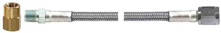 STEEL BRAIDED HOSE,1/8 NPT,24"