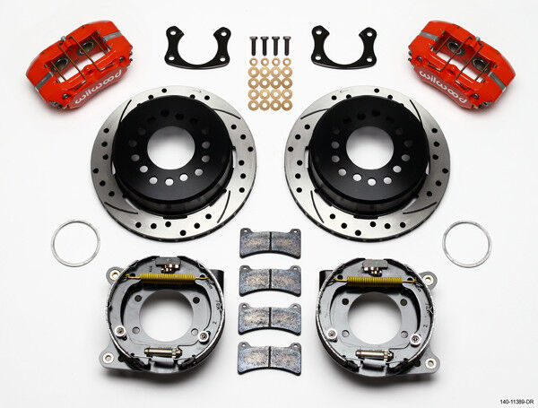 COILOVER & 4-LINK SYSTEM,CURRIE REAR END,WILWOOD 11" DRILLED BRAKES,RED,67-70
