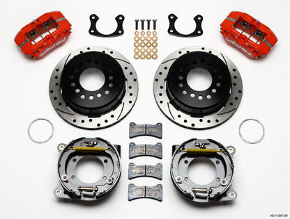 COILOVER & 4-LINK SYSTEM,CURRIE REAR END,WILWOOD 11" DRILLED BRAKES,RED,67-70