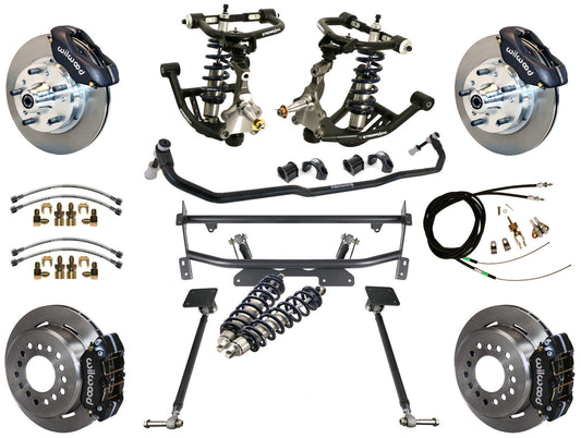 COILOVER & 4-LINK SYSTEM,WILWOOD 11" BRAKES,BLACK CALIPERS,68-74 NOVA