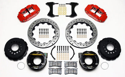 COILOVER & 4-LINK SYSTEM,WILWOOD 13" DRILLED BRAKES,RED CALIPERS,68-74 NOVA