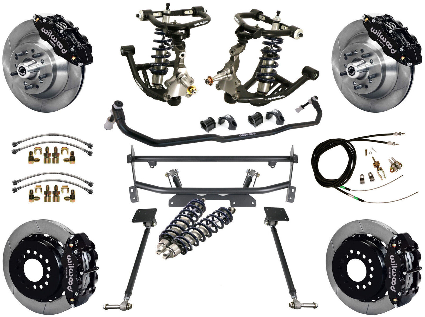COILOVER & 4-LINK SYSTEM,WILWOOD 13" BRAKES,BLACK CALIPERS,68-74 NOVA