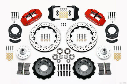 COILOVER & 4-LINK SYSTEM,ARMS,WILWOOD 13/12" DRILLED BRAKES,RED CALIPERS,67-70