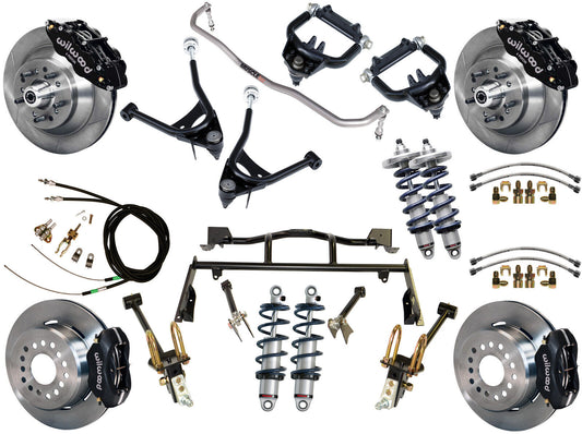 COILOVER & 4-LINK SYSTEM,ARMS,WILWOOD 13/12" BRAKES,BLACK CALIPERS,67-70 COUGAR