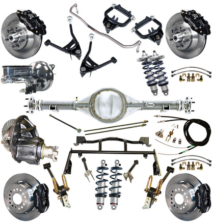 COILOVER & 4-LINK SYSTEM,CURRIE REAR END,WILWOOD 13"/12" BRAKES,BLACK,67-70 MERC