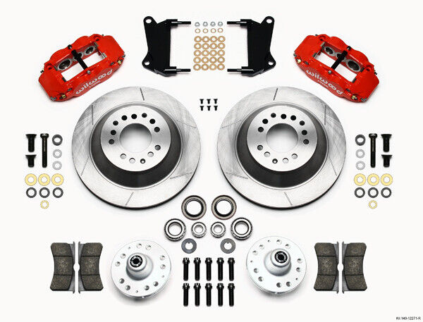 COILOVER & 4-LINK SYSTEM,CURRIE REAR END,WILWOOD 13" BRAKES,RED,64-66 MUSTANG