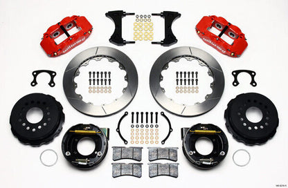 COILOVER & 4-LINK SYSTEM,CURRIE REAR END,WILWOOD 13" BRAKES,RED,64-66 MUSTANG