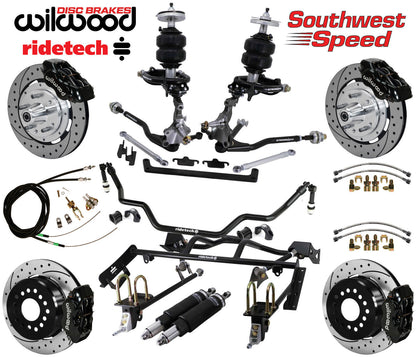 AIR RIDE & 4-LINK SYSTEM,ARMS,WILWOOD 12" DRILLED BRAKES,BLACK CALIPERS,64-66