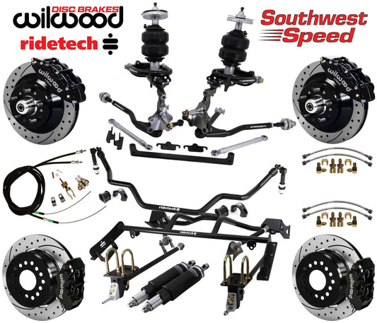 AIR RIDE & 4-LINK SYSTEM,ARMS,WILWOOD 13/12" DRILLED BRAKES,BLACK CALIPERS,64-66