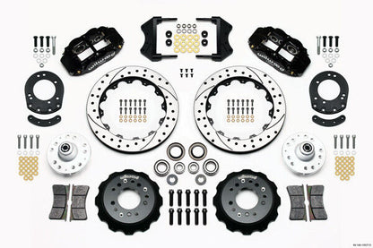 COILOVER & 4-LINK SYSTEM,ARMS,WILWOOD 13" DRILLED BRAKES,BLACK CALIPERS,67-70