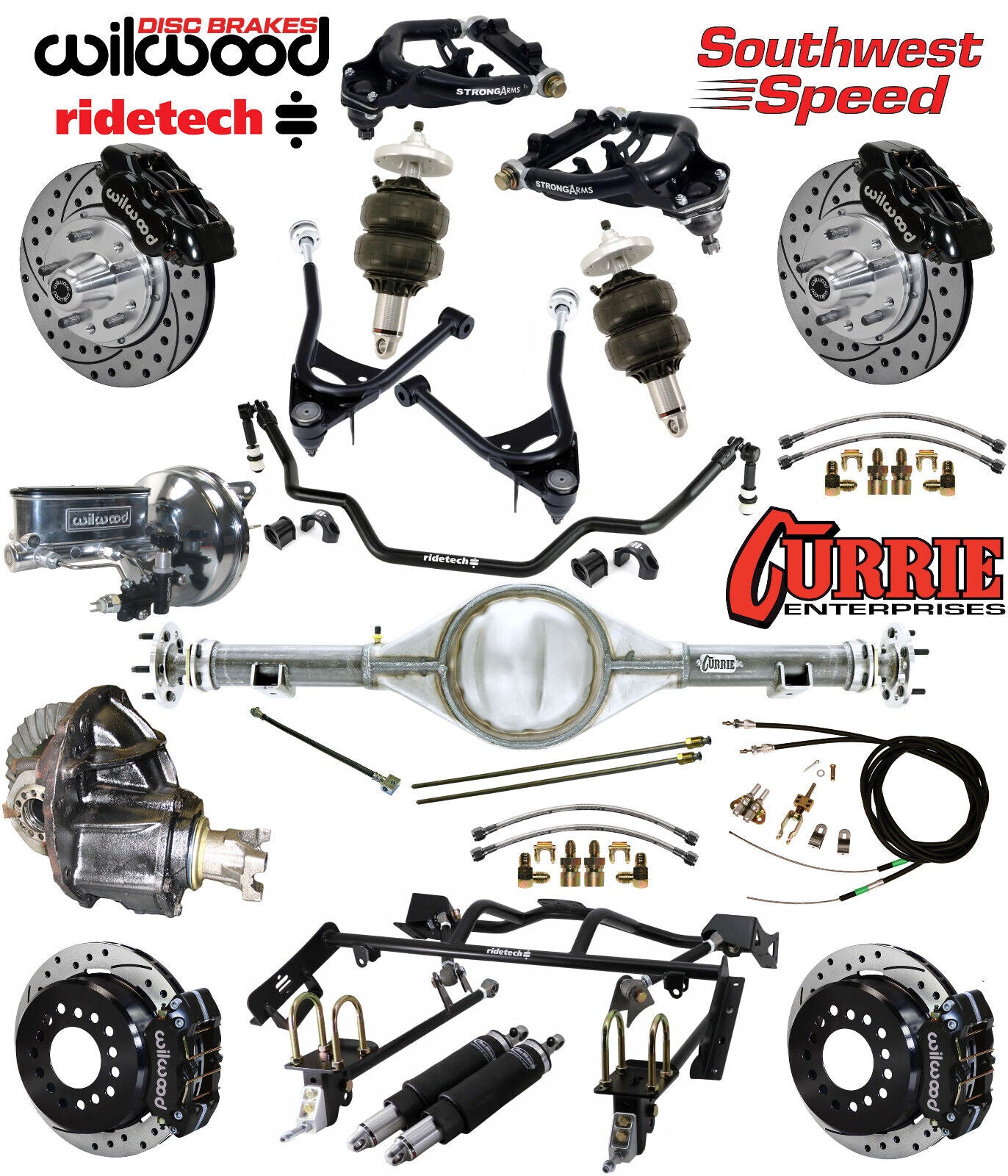 AIR RIDE & 4-LINK SYSTEM,CURRIE REAR END,WILWOOD 11" DRILLED BRAKES,BLACK,67-70