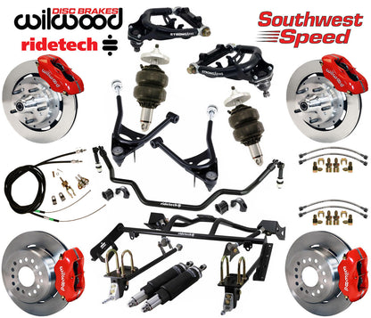 AIR RIDE & 4-LINK SYSTEM,ARMS,WILWOOD 12" BRAKES,RED CALIPERS,67-70 COUGAR