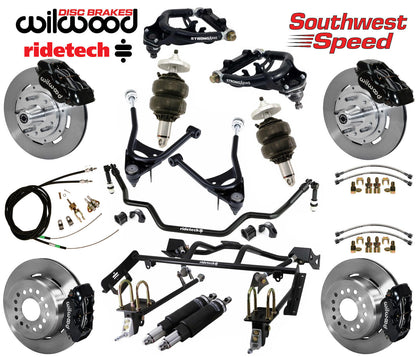 AIR RIDE & 4-LINK SYSTEM,ARMS,WILWOOD 12" BRAKES,BLACK CALIPERS,67-70 COUGAR