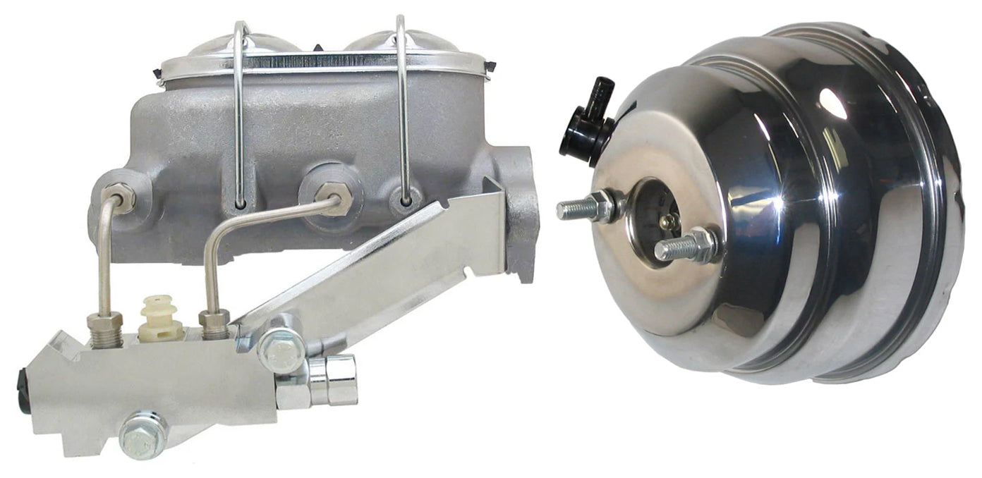 POWER BRAKE BOOSTER,ALUMINUM MASTER CYLINDER,& LEFT PROP VALVE SET,1",55-64 CHEV