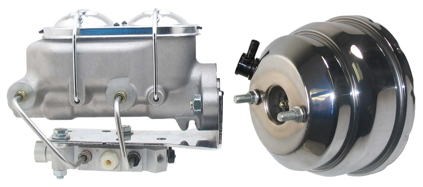 POWER BRAKE BOOSTER,ALUMINUM MASTER CYLINDER,& BOTTOM PROP VALVE SET,1",55-64 CH