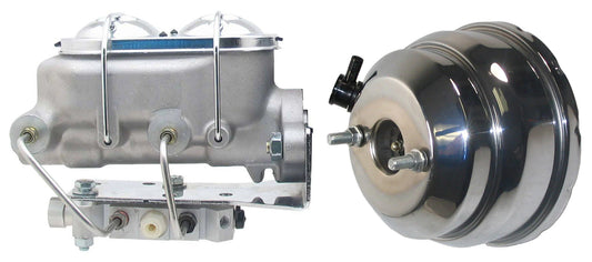 POWER BRAKE BOOSTER,ALUMINUM MASTER CYLINDER,& BOTTOM PROP VALVE SET,1",55-64 CH