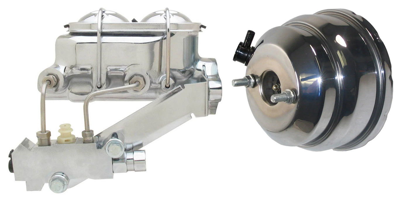 POWER BRAKE BOOSTER,POLISHED ALUM MASTER CYLINDER,& LEFT PROP VALVE,1",55-64 CHE