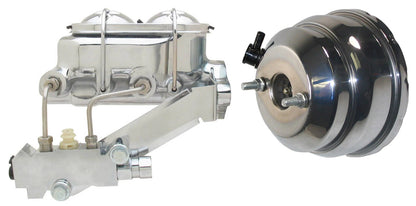 POWER BRAKE BOOSTER,POLISHED ALUM MASTER CYLINDER,& LEFT PROP VALVE,1",55-64 CHE