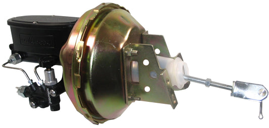 POWER BRAKE BOOSTER & WILWOOD BLACK MASTER CYLINDER,PROP VALVE,64-66 GM A-BODY