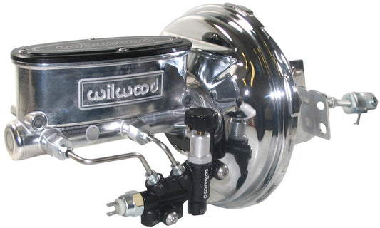 POWER BRAKE BOOSTER,CHROME,& WILWOOD POLISHED MASTER CYLINDER,VALVE,64-66 A-BODY