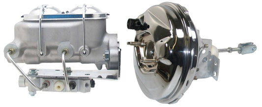 POWER BRAKE BOOSTER,ALUMINUM MASTER CYLINDER,& BOTTOM PROP VALVE SET,1",64-66 GM