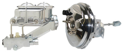 POWER BRAKE BOOSTER,POLISHED ALUM MASTER CYLINDER,& LEFT PROP VALVE,1",64-66 GM