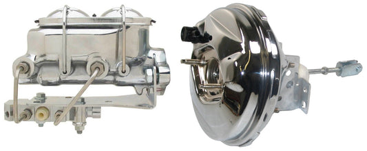 POWER BRAKE BOOSTER,POLISHED ALUM MASTER CYLINDER,& BOTTOM PROP VALVE,1",64-66 G