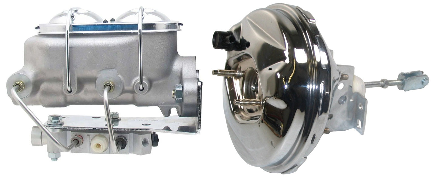 POWER BRAKE BOOSTER,ALUMINUM MASTER CYLINDER,& BOTTOM PROP VALVE SET,1",67-74 GM