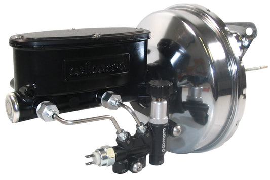 POWER BRAKE BOOSTER,CHROME,& WILWOOD BLACK MASTER CYLINDER,VALVE,67-70 MUSTANG