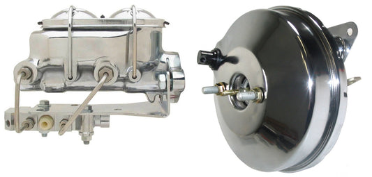 POWER BRAKE BOOSTER,POLISHED ALUM MASTER CYLINDER,& BOTTOM PROP VALVE,1",67-70 F