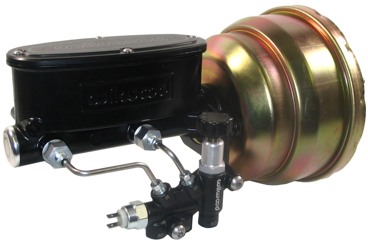 POWER BRAKE BOOSTER & WILWOOD BLACK MASTER CYLINDER,PROP VALVE,65-74 CDP A,B,E